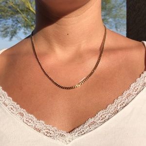 Thin Gold Curb Chain Necklace